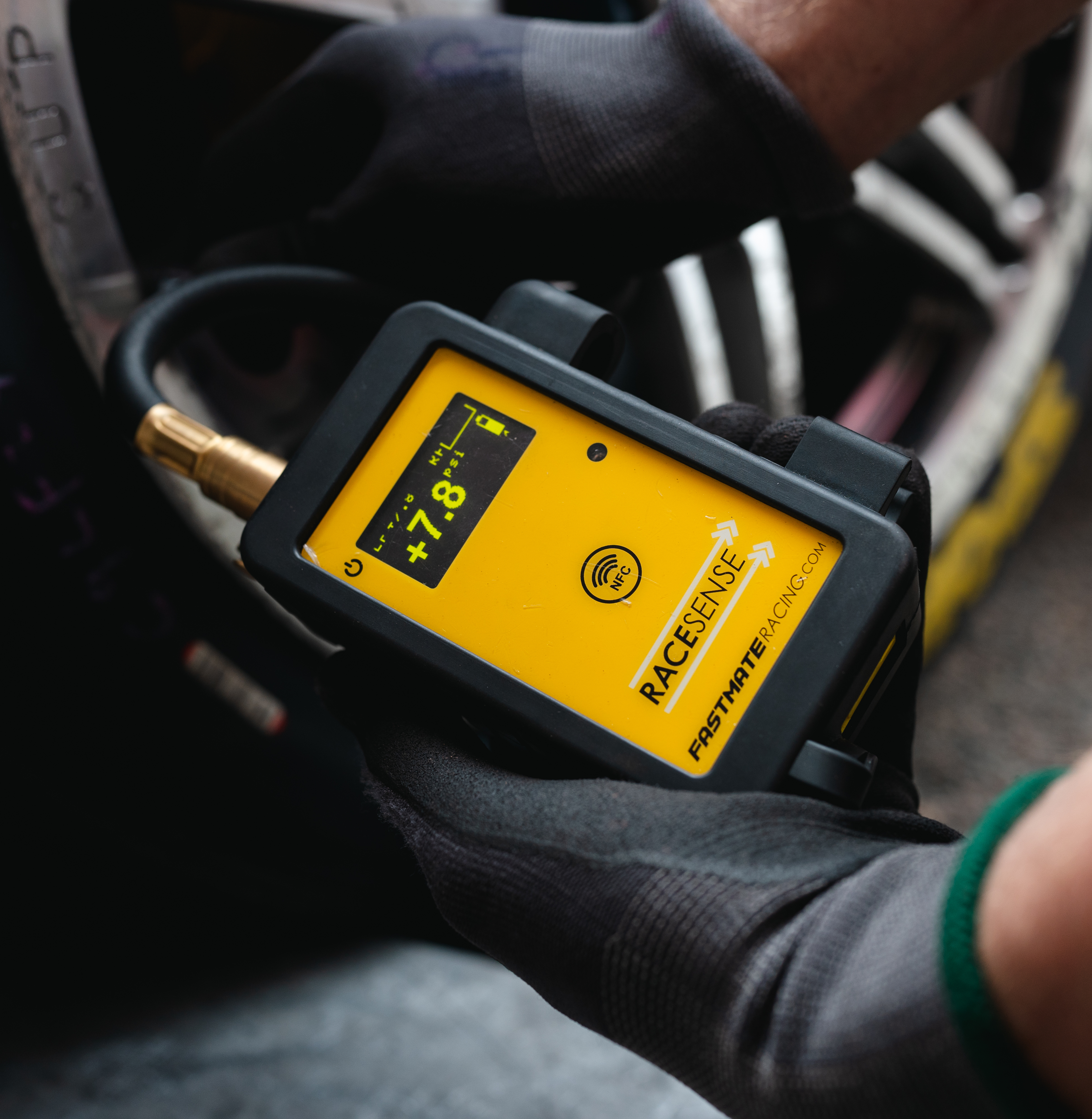 Photo of Racesense Tyre Gauge in use